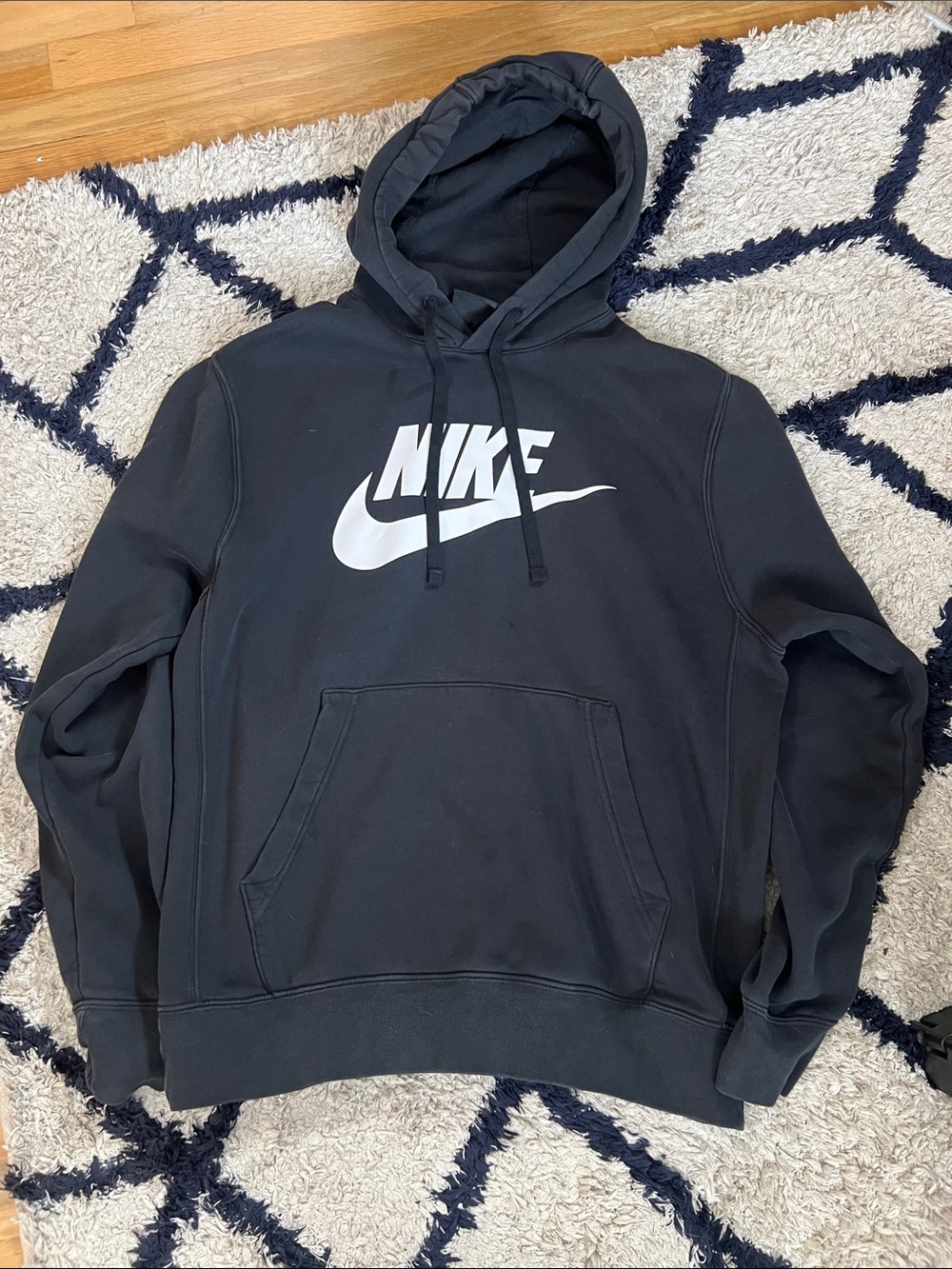 Nike Black Hoodie with White Swoosh Logo